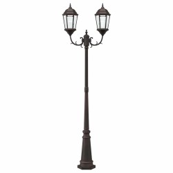 Lampadaire de jardin 2 lampes E27 Bronze 235 cm Aluminium 