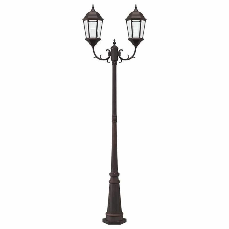 Lampadaire de jardin 2 lampes E27 Bronze 235 cm Aluminium 