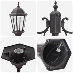 Lampadaire de jardin 2 lampes E27 Bronze 235 cm Aluminium 