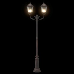 Lampadaire de jardin 2 lampes E27 Bronze 235 cm Aluminium 