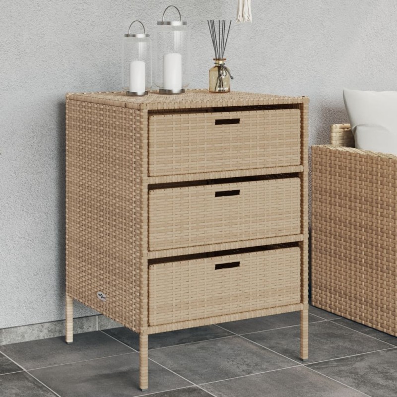 Armoire de rangement de jardin beige 55x59x80 cm résine tressée 