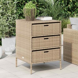 Armoire de rangement de jardin beige 55x59x80 cm résine tressée 