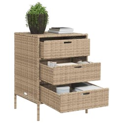 Armoire de rangement de jardin beige 55x59x80 cm résine tressée 