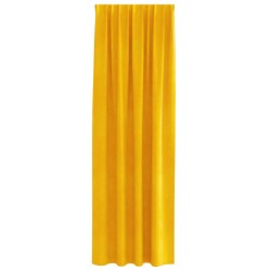 Rideaux occultants avec bande supérieure 2 pcs Jaune moutarde en velours 