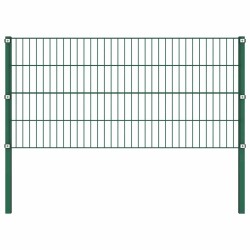 Panneau de clôture avec poteaux Fer 1,7 x 0,8 m Vert 
