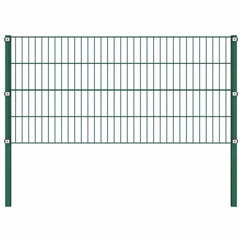 Panneau de clôture avec poteaux Fer 1,7 x 0,8 m Vert Panneau de clôture avec poteaux Fer 1,7 x 0,8 m Vert