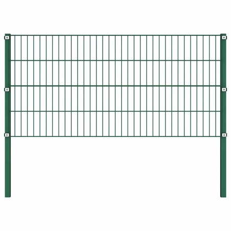 Panneau de clôture avec poteaux Fer 1,7 x 0,8 m Vert 