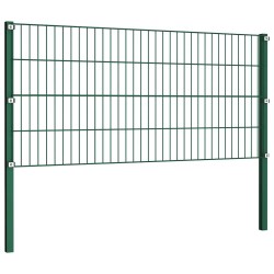 Panneau de clôture avec poteaux Fer 1,7 x 0,8 m Vert 