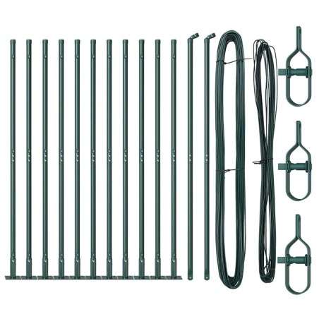 Poteaux de clôture avec plaques de base 13 pcs Vert 