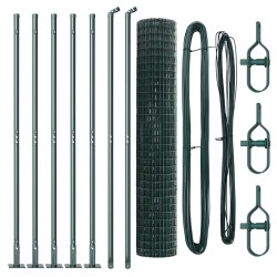 Clôture Euro avec 7 poteaux flasques 1,5 x 10 m en acier galvanisé 