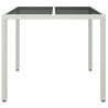 Table de jardin 90x90x75cm Verre trempé et résine tressée Blanc 