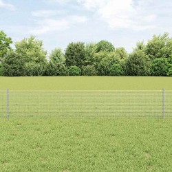 Clôture en fil soudé avec 22 poteaux U Argent 0.4x50 m Acier 