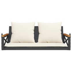 Balancelle avec coussins noir 109x62x40 cm résine tressée 