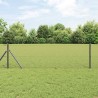 Clôture en fil soudé avec 13 poteaux Gris 0.6x25 m en acier 