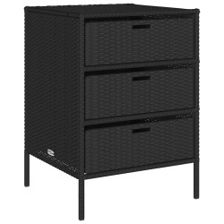Armoire de rangement de jardin noir 55x59x80 cm résine tressée 