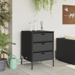 Armoire de rangement de jardin noir 55x59x80 cm résine tressée 