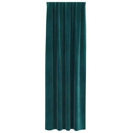 Rideaux opaques avec bande en haut, 2 pièces, en velours vert foncé 