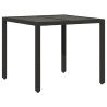 Table de jardin dessus en verre Noir 90x90x75 cm Résine tressée 