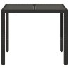 Table de jardin dessus en verre Noir 90x90x75 cm Résine tressée 