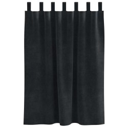 Rideaux Occultants avec Boucles de Suspension 2 pcs Velours Noir 