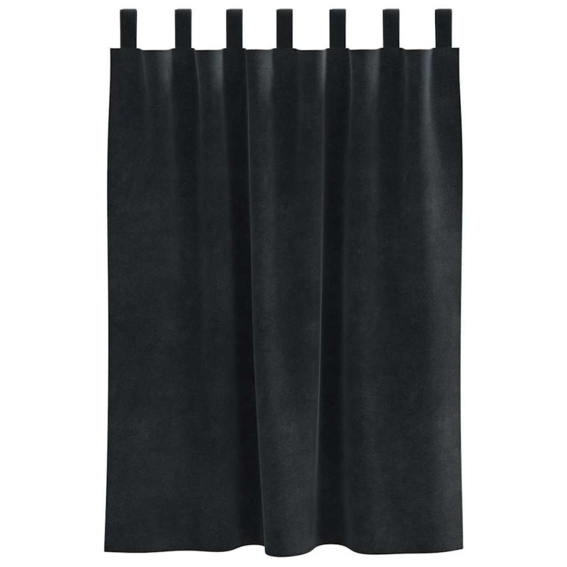 Rideaux Occultants avec Boucles de Suspension 2 pcs Velours Noir 