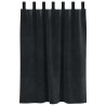 Rideaux Occultants avec Boucles de Suspension 2 pcs Velours Noir 