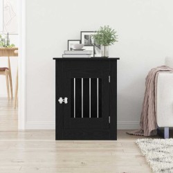 Meuble pour cage à chien en chêne noir 80 x 55 x 68 cm en bois d'ingénierie 