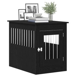 Meuble pour cage à chien en chêne noir 80 x 55 x 68 cm en bois d'ingénierie 
