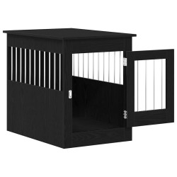Meuble pour cage à chien en chêne noir 80 x 55 x 68 cm en bois d'ingénierie 