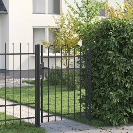 Porte de Clôture Gris 100 x 120 cm Acier revêtu de poudre 