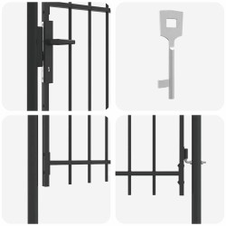 Porte de Clôture Gris 100 x 120 cm Acier revêtu de poudre 