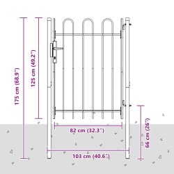 Porte de Clôture Gris 100 x 120 cm Acier revêtu de poudre 