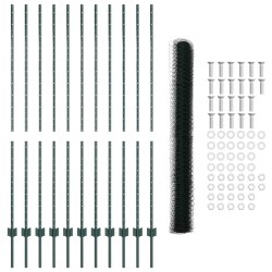 Poteaux de clôture 11 pcs U-Channel Vert 160 cm Acier 