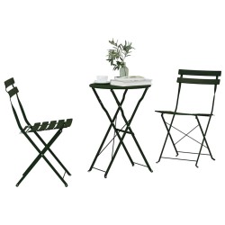 Set de Bistro Pliable 3 Pièces Vert Foncé en Acier 