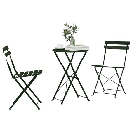 Set de Bistro Pliable 3 Pièces Vert Foncé en Acier 