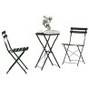 Set de Bistro Pliable 3 Pièces Vert Foncé en Acier 