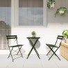 Set de Bistro Pliable 3 Pièces Vert Foncé en Acier 