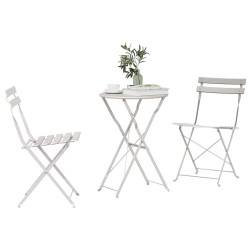 Set de bistro pliable 3 pièces beige en acier 
