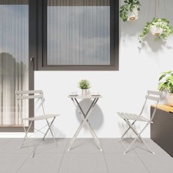 Set de bistro pliable 3 pièces beige en acier 