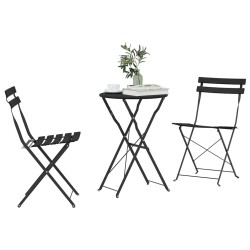 Ensemble de bistrot pliant 3 pièces en acier anthracite 