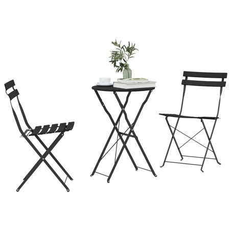 Ensemble de bistrot pliant 3 pièces en acier anthracite 