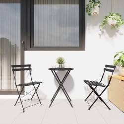 Ensemble de bistrot pliant 3 pièces en acier anthracite 