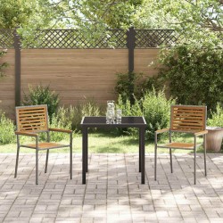 Chaises de jardin empilables - 2 pièces en poly rattan gris 