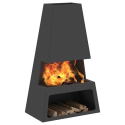 Braise de vieXL avec rangement pour bûches Noir 60x35x100 cm Acier 