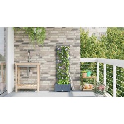 Jardinière avec Treillis Gris Clair 40x40x125.5 cm 