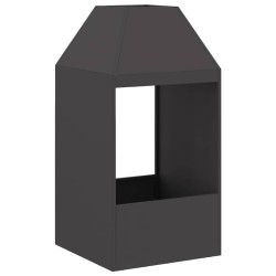 brasero noir 50x50x100 cm en acier 