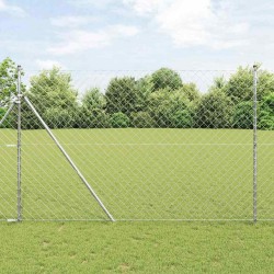 Jeu de Poteaux de Clôture Argent 1.5 x 10 m Acier galvanisé 