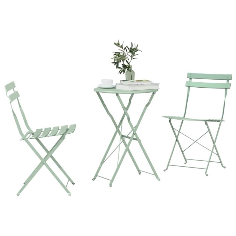 Ensemble de Bistro Pliable 3 Pièces Mint Clair en Acier 