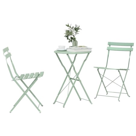 Ensemble de Bistro Pliable 3 Pièces Mint Clair en Acier 