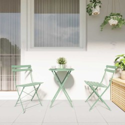 Ensemble de Bistro Pliable 3 Pièces Mint Clair en Acier 